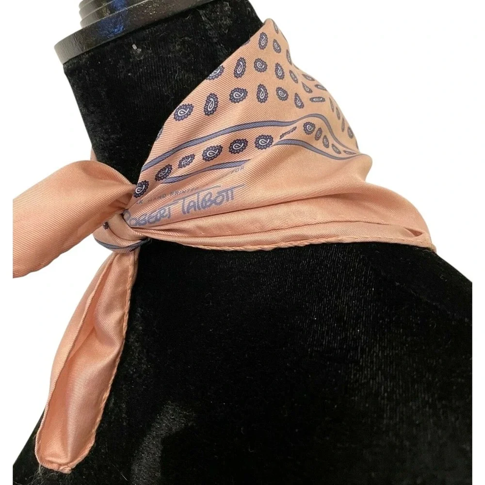 Robert Talbott Womens‎ Square Finest Silk Scarf Hand Printed Pink Paisley Italy
